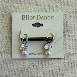 Brand new, never worn- Eliot Danori Silver and Pearl Crystal Earrings